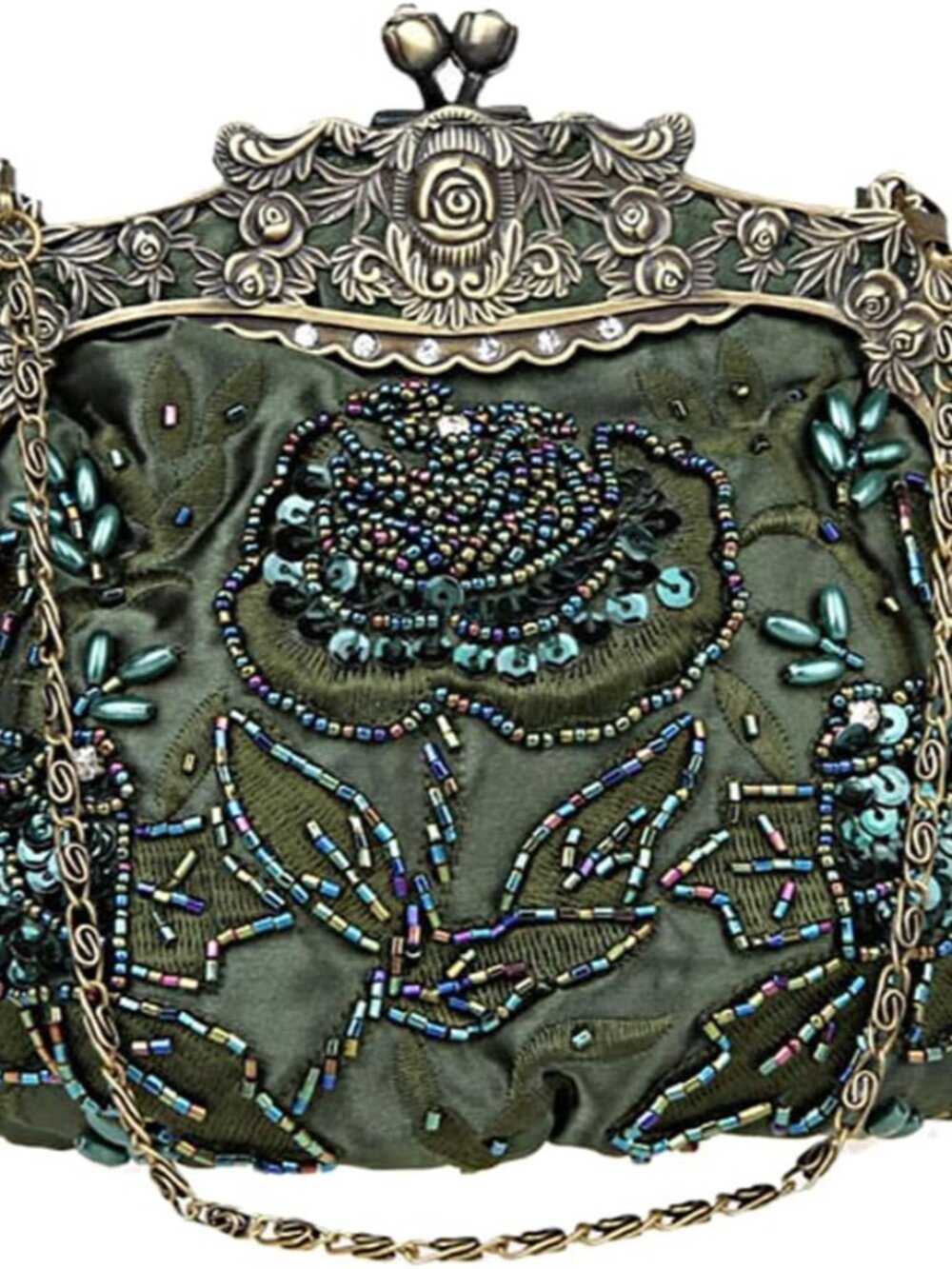 Women's Vintage Beaded Sequin Flower Evening Handbags